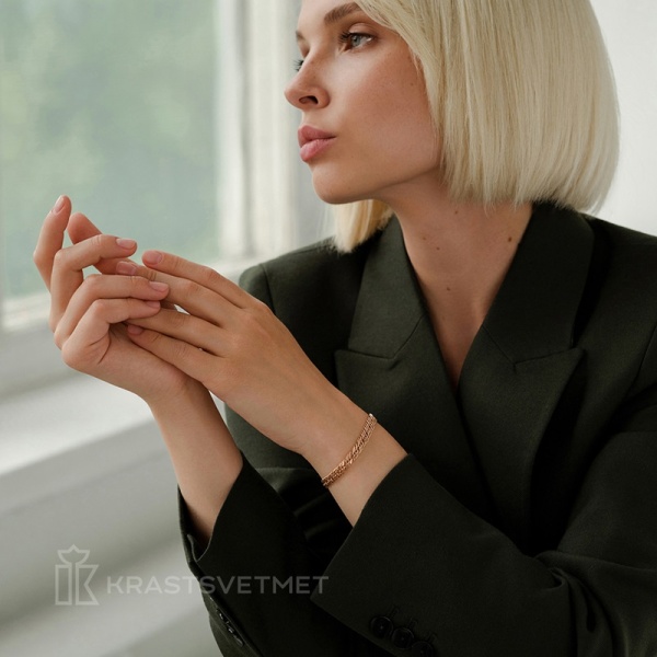 Браслет из красного золота, плетение «Ромб тройной»